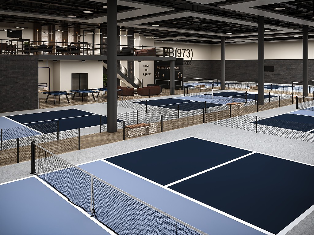 Six championship pickleball courts at PB(973) in Flanders NJ